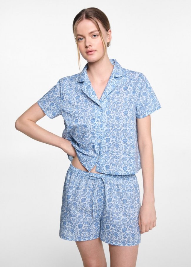 Mango Pijama corto estampado - Azul