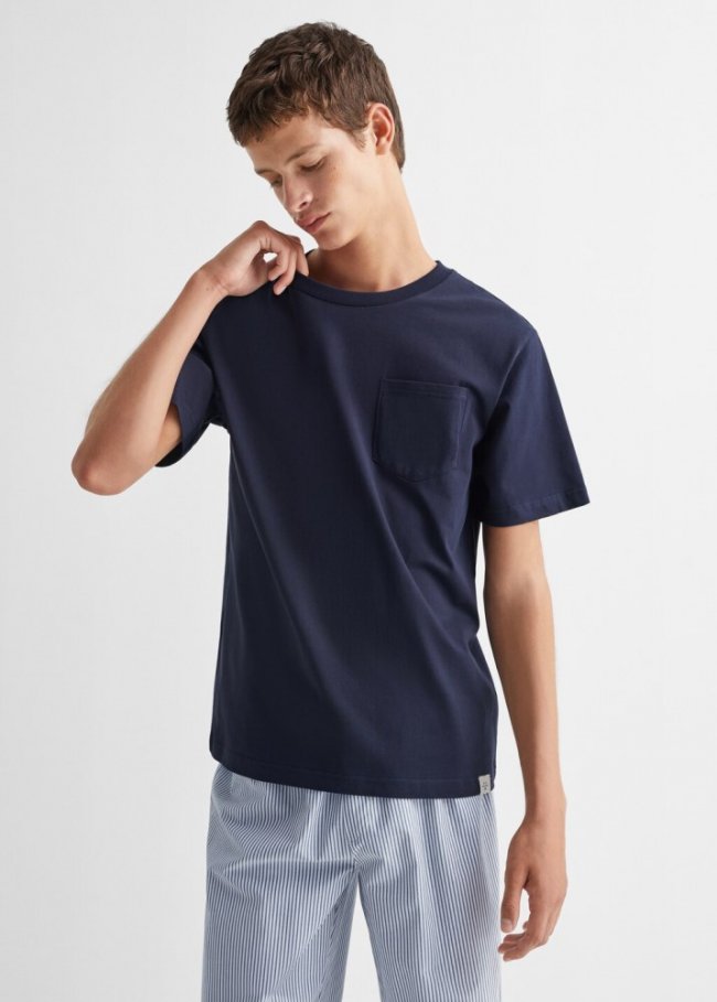 Mango Pijama largo rayas - Azul marino oscuro