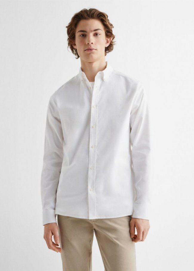 Mango Camisa regular fit Oxford algodón - Blanco
