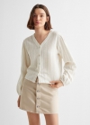 Mango Blusa algodón rayas - Blanco
