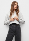 Mango Sudadera capucha crop - Gris claro vigoré