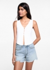 Mango Short vaquero rotos decorativos - Azul claro