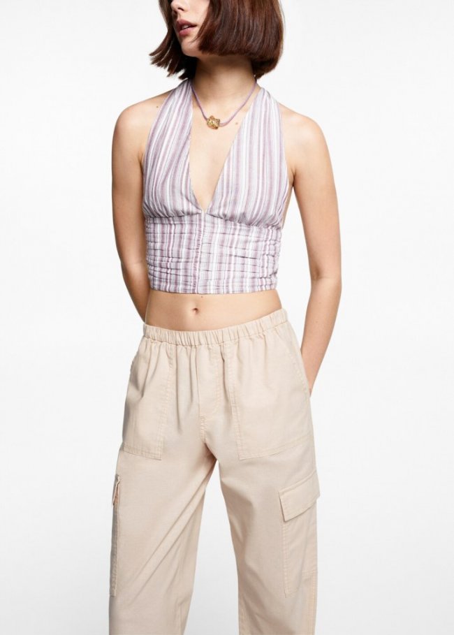 Mango Pantalón cargo fluido - Beige