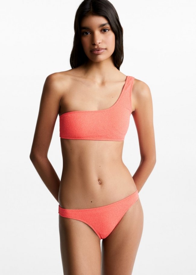 Mango Bikini asimétrico lurex - Rojo coral