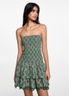 Mango Vestido estampado volantes - Verde