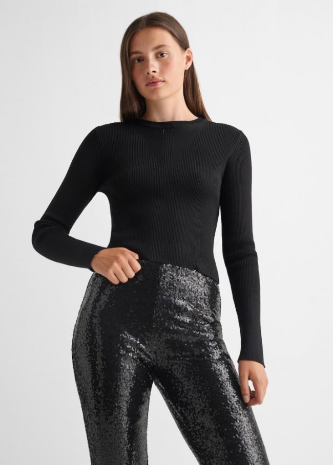 Mango Pantalón lentejuelas - Negro