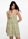 Mango Vestido estampado étnico - Verde pastel