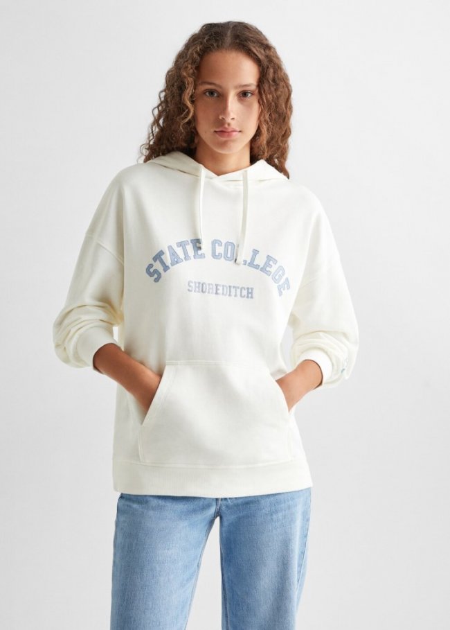 Mango Sudadera algodón mensaje - Blanco roto