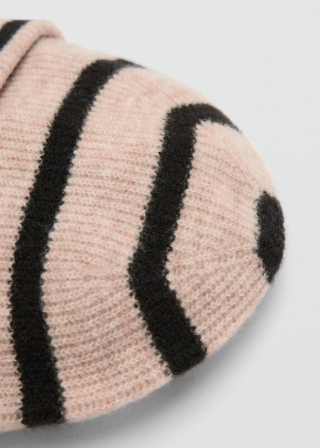 Mango Gorro punto rayas - Arena