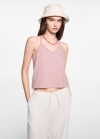 Mango Camiseta algodón tirantes - Rosa