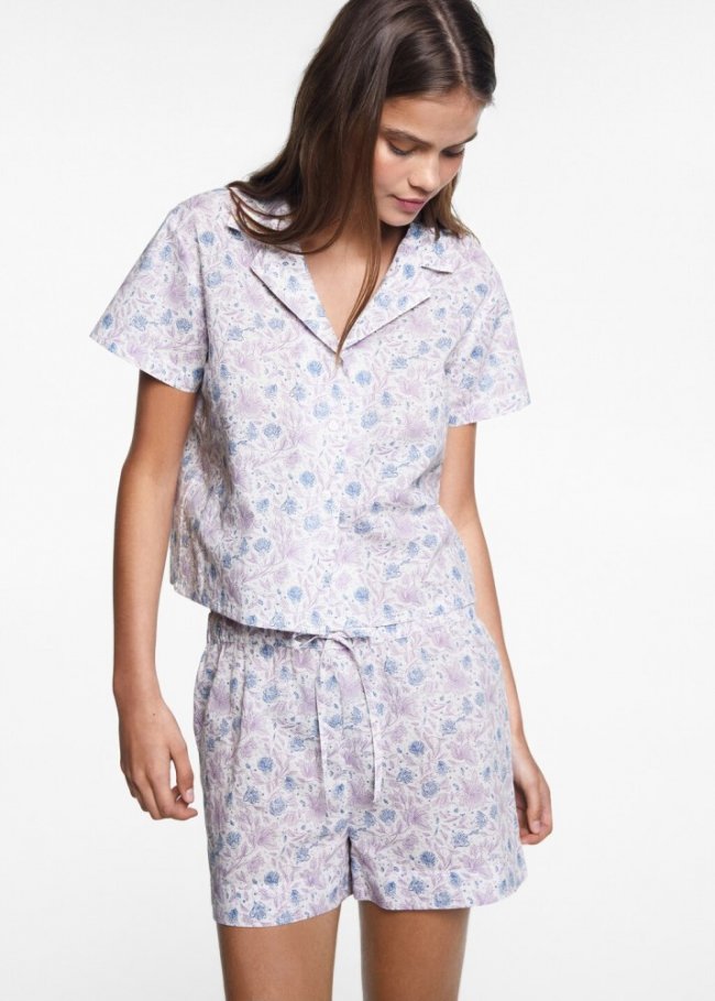Mango Pijama corto estampado - Crudo