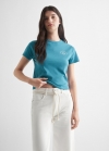 Mango Camiseta estampada algodón - Azul petróleo