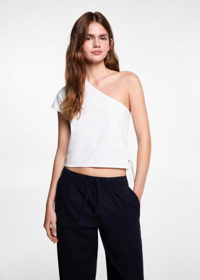 Mango Pantalón recto lino - Azul marino oscuro
