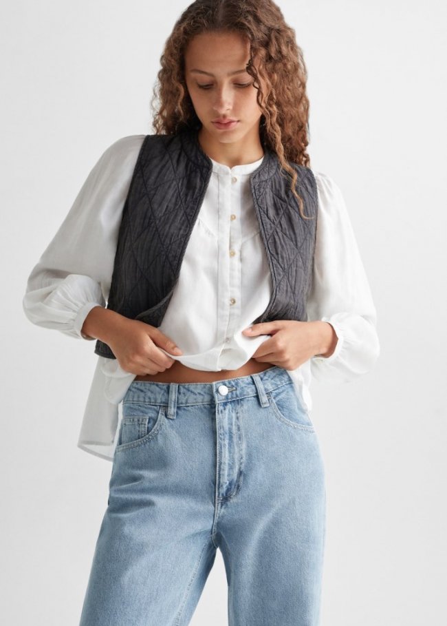 Mango Jeans mom-fit 100% algodón - Azul claro