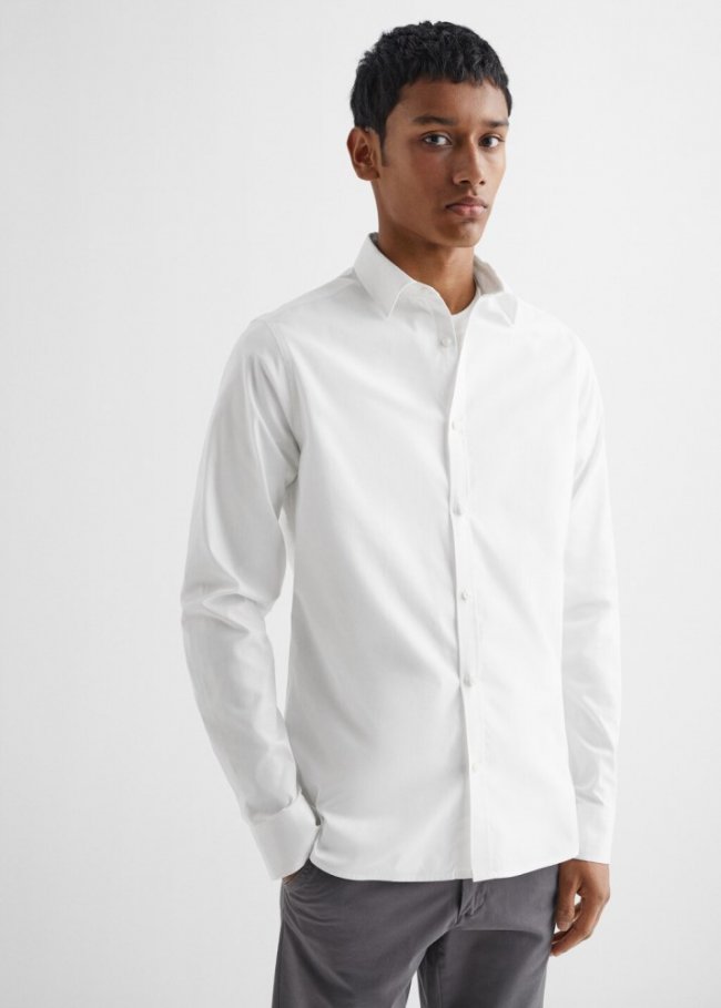 Mango Camisa slim fit básica algodón - Blanco