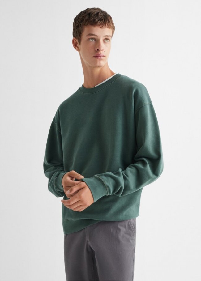 Mango Sudadera básica algodón - Verde pastel