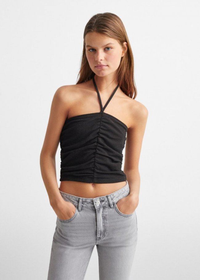 Mango Top acabado brillante - Negro