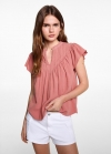 Mango Blusa algodón bambula - Fresa