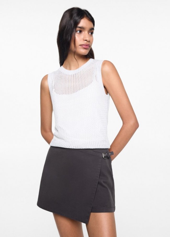 Mango Falda pantalón hebilla - Gris antracita