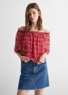 Mango Blusa hombros descubiertos - Rojo