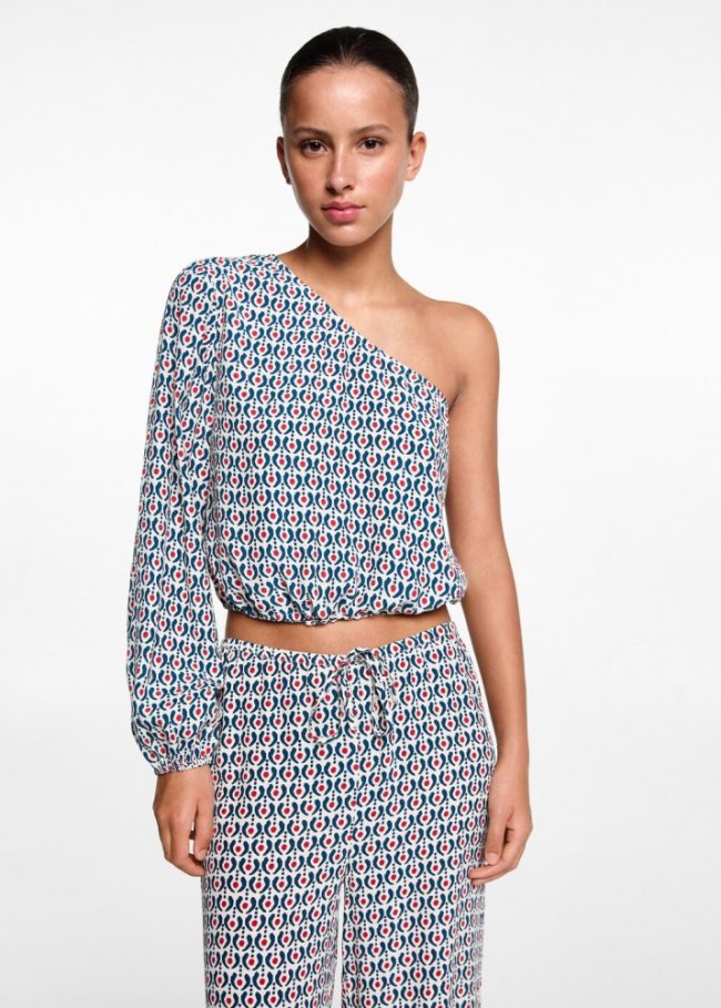 Mango Pantalón recto estampado - Crudo