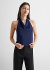 Mango Top halter metalizado - Azul