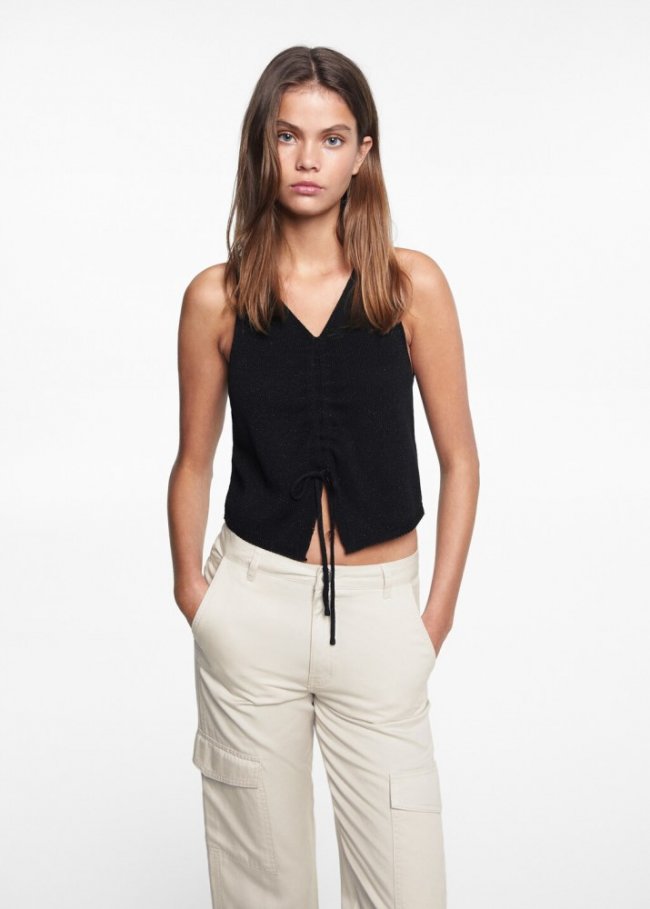 Mango Top acabado brillante - Negro