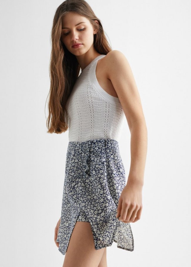 Mango Falda estampada - Azul