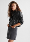 Mango Sobrecamisa efecto piel - Negro