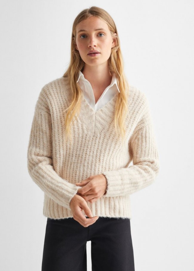 Mango Jersey punto cuello pico - Arena