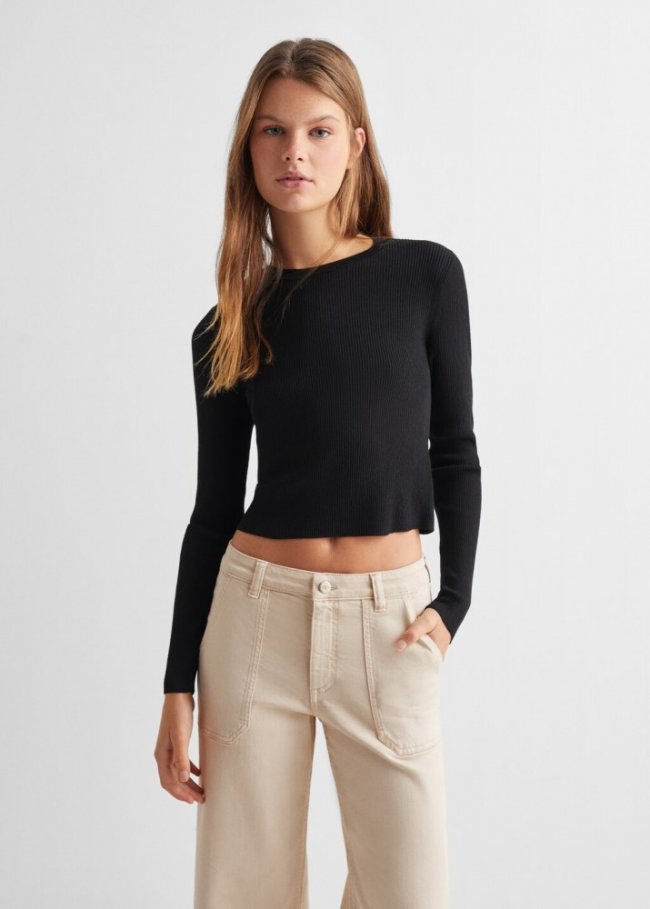 Mango Pantalón culotte bolsillos - Beige