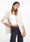Mango Americana regular fit lino - Gris claro/pastel