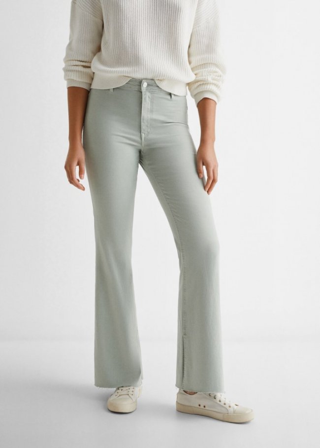 Mango Jeans flare abertura - Verde