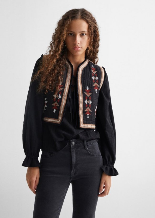 Mango Chaleco estampado - Negro