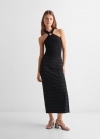 Mango Falda midi metalizada - Negro