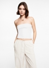 Mango Top bandeau algodón - Blanco