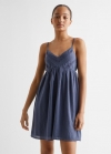 Mango Vestido bordado algodón - Azul marino oscuro