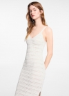 Mango Vestido midi punto abertura - Blanco roto