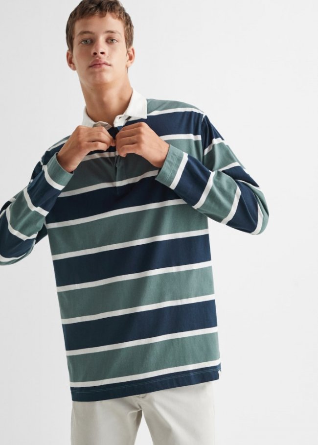 Mango Polo manga larga rayas - Verde