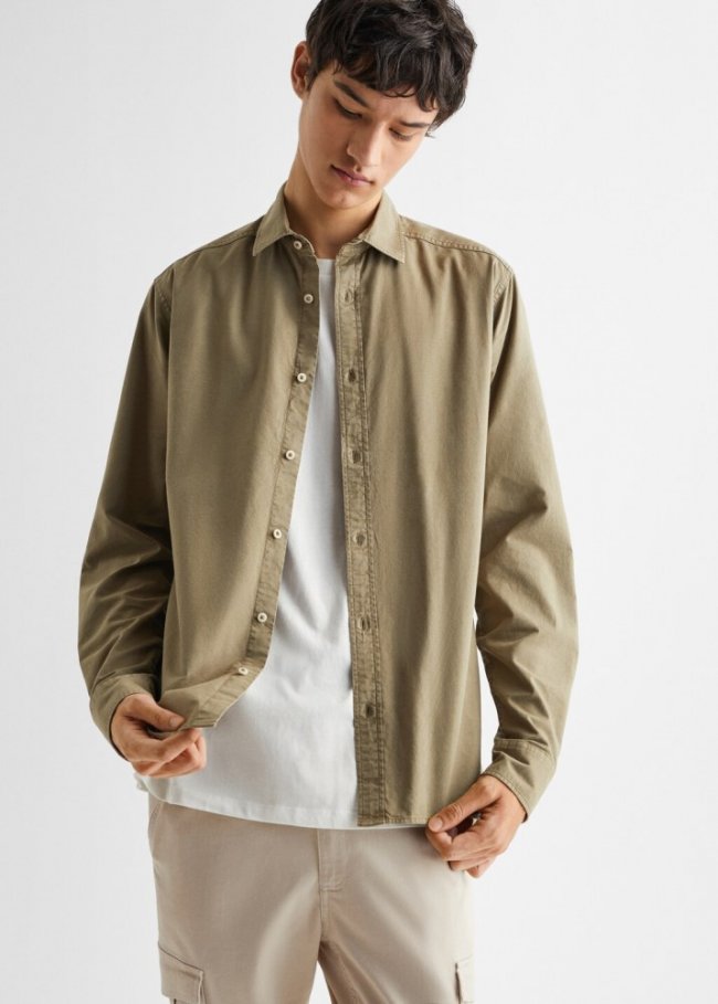 Mango Camisa básica algodón - Verde