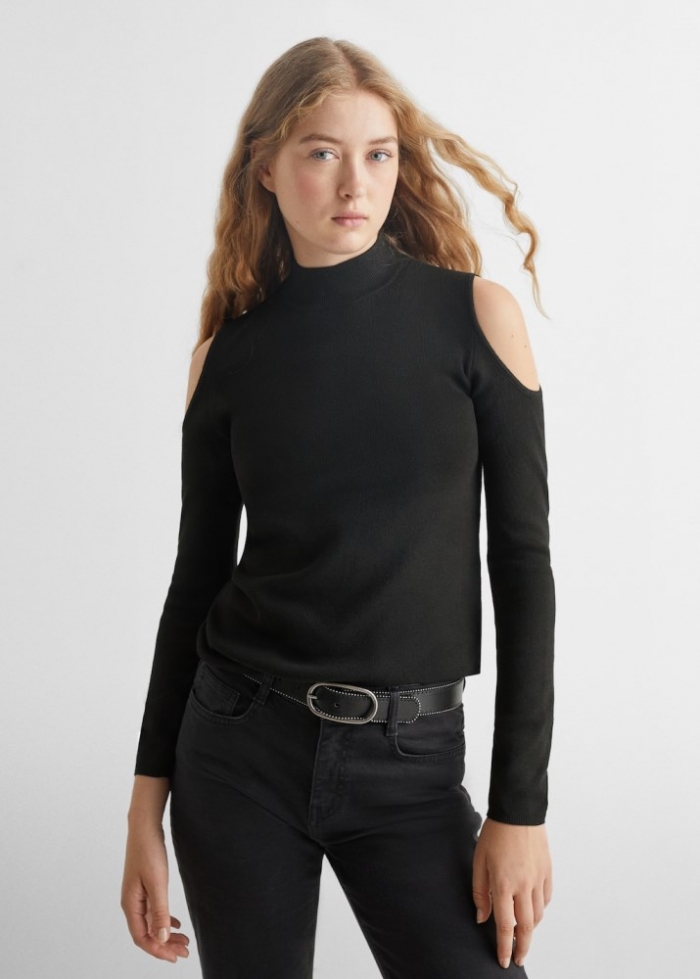 Mango Jersey hombros descubiertos - Negro