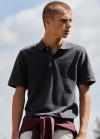 Mango Polo manga corta algodón - Gris antracita