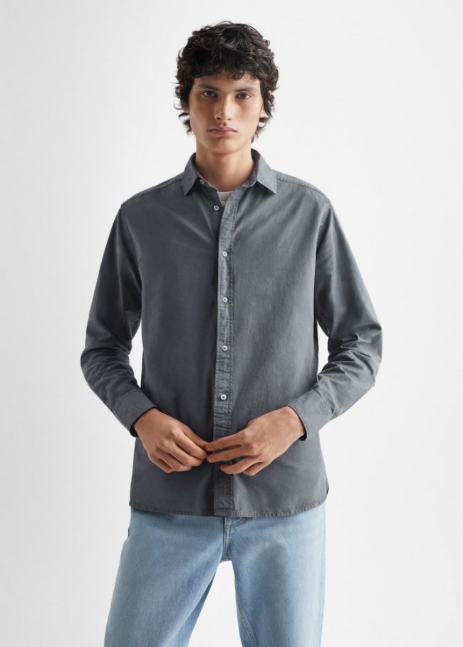 Mango Camisa básica algodón - Azul marino