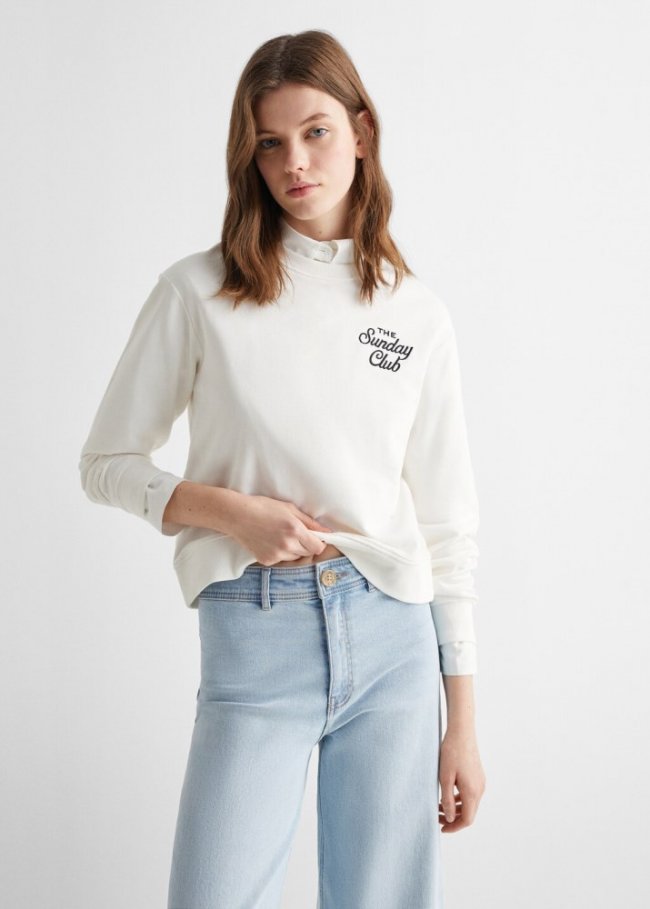 Mango Jeans culotte tiro alto - Azul claro