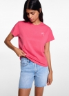Mango Camiseta estampada algodón - Fucsia