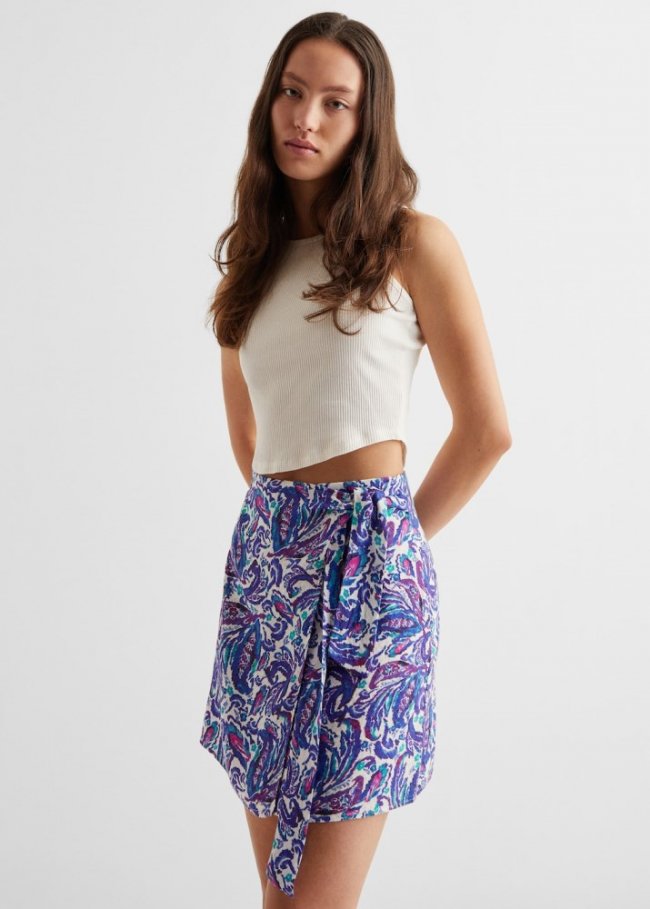 Mango Falda estampada nudo - Lila