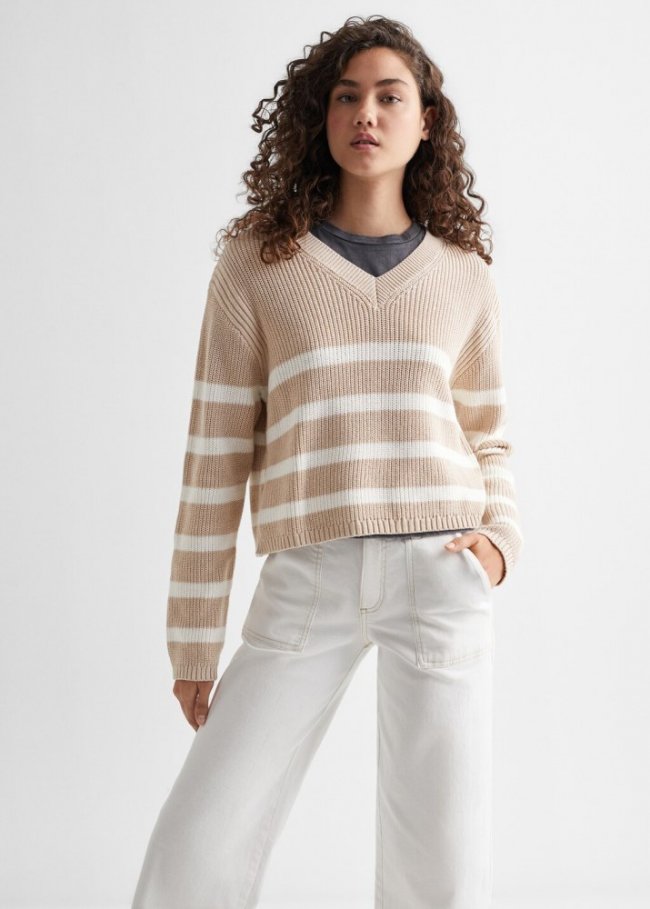 Mango Jersey punto rayas - Beige