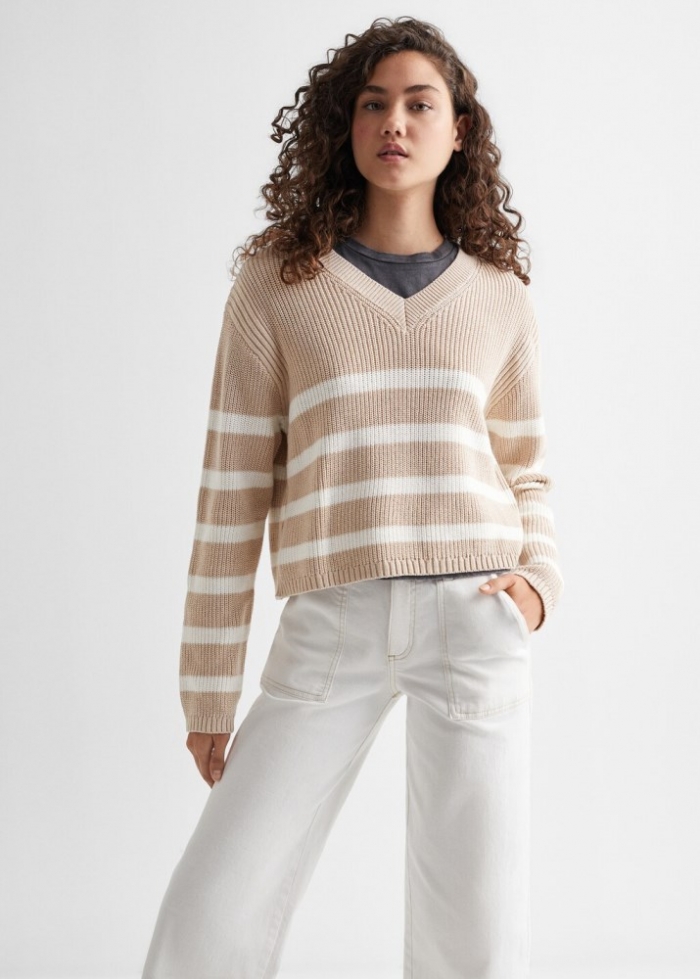 Mango Jersey punto rayas - Beige
