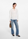 Mango Blusa bordado flores - Blanco roto