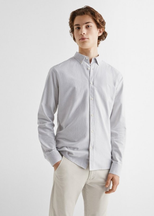 Mango Camisa regular fit Oxford algodón - Verde pastel